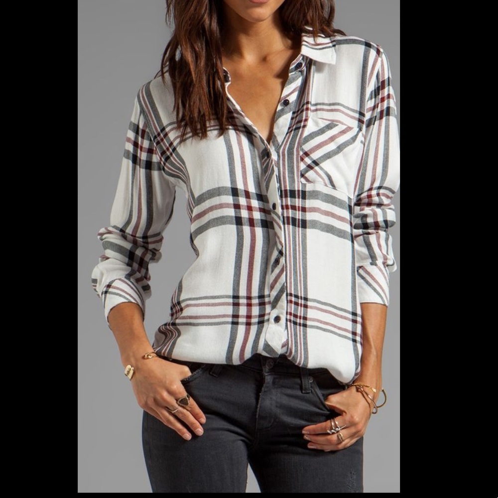Rails white hunter plaid button down blouse shirt